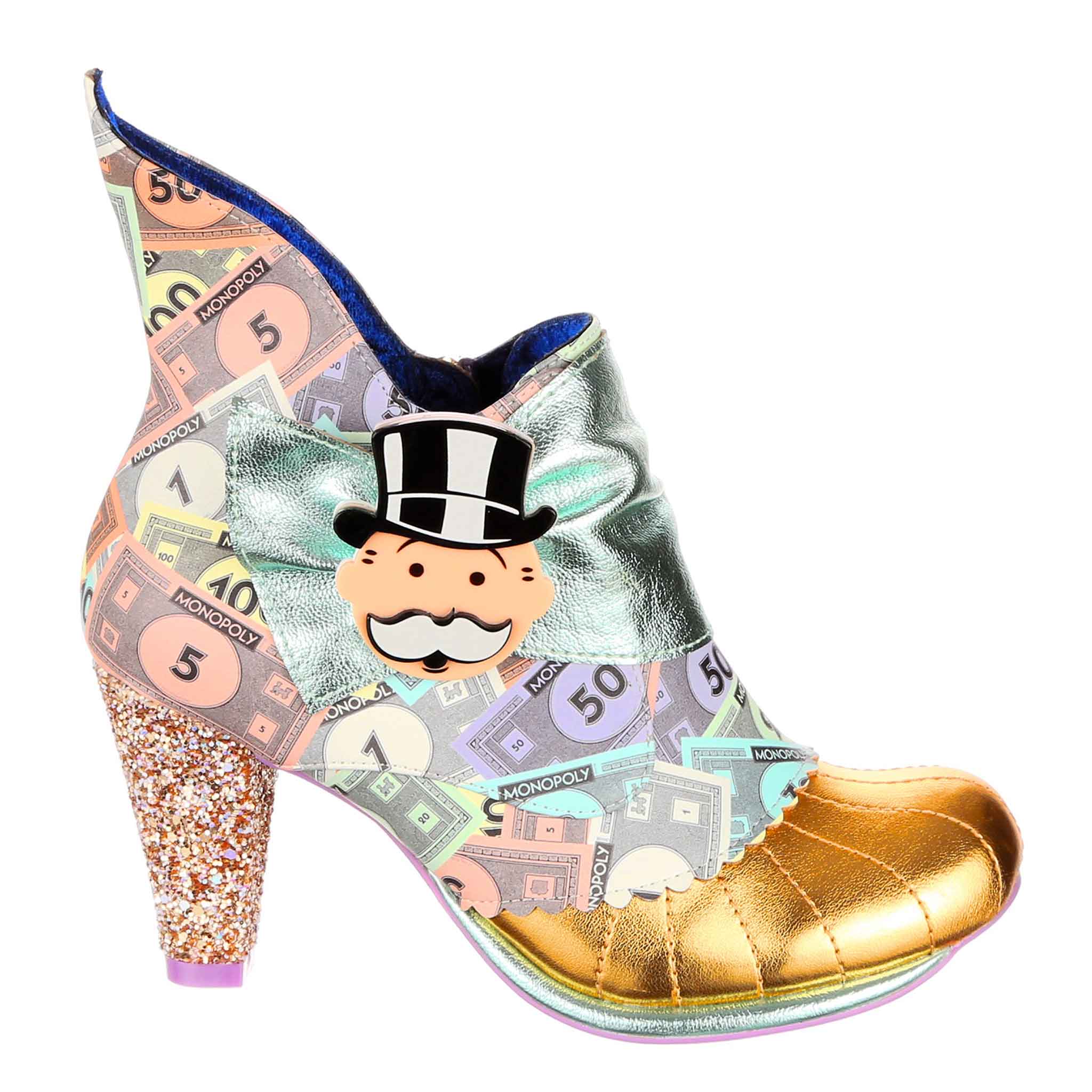 Irregular Choice X Monopoly Money Print Gold Pennybags