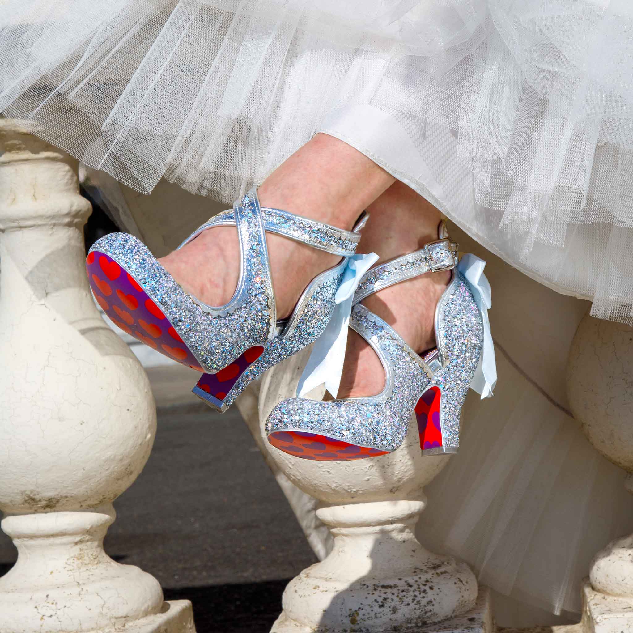 Irregular Choice | Silver Cross Strap High Heel Fancy Shoes