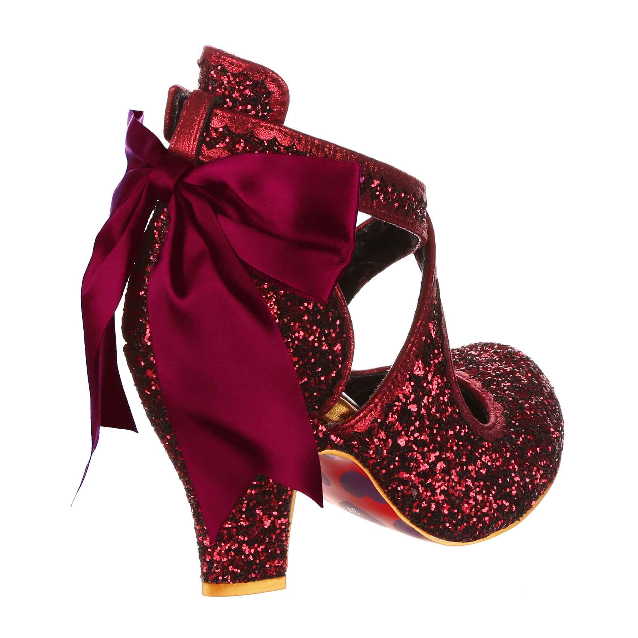 Irregular Choice Burgundy Red Cross Strap High Heel Fancy Shoes