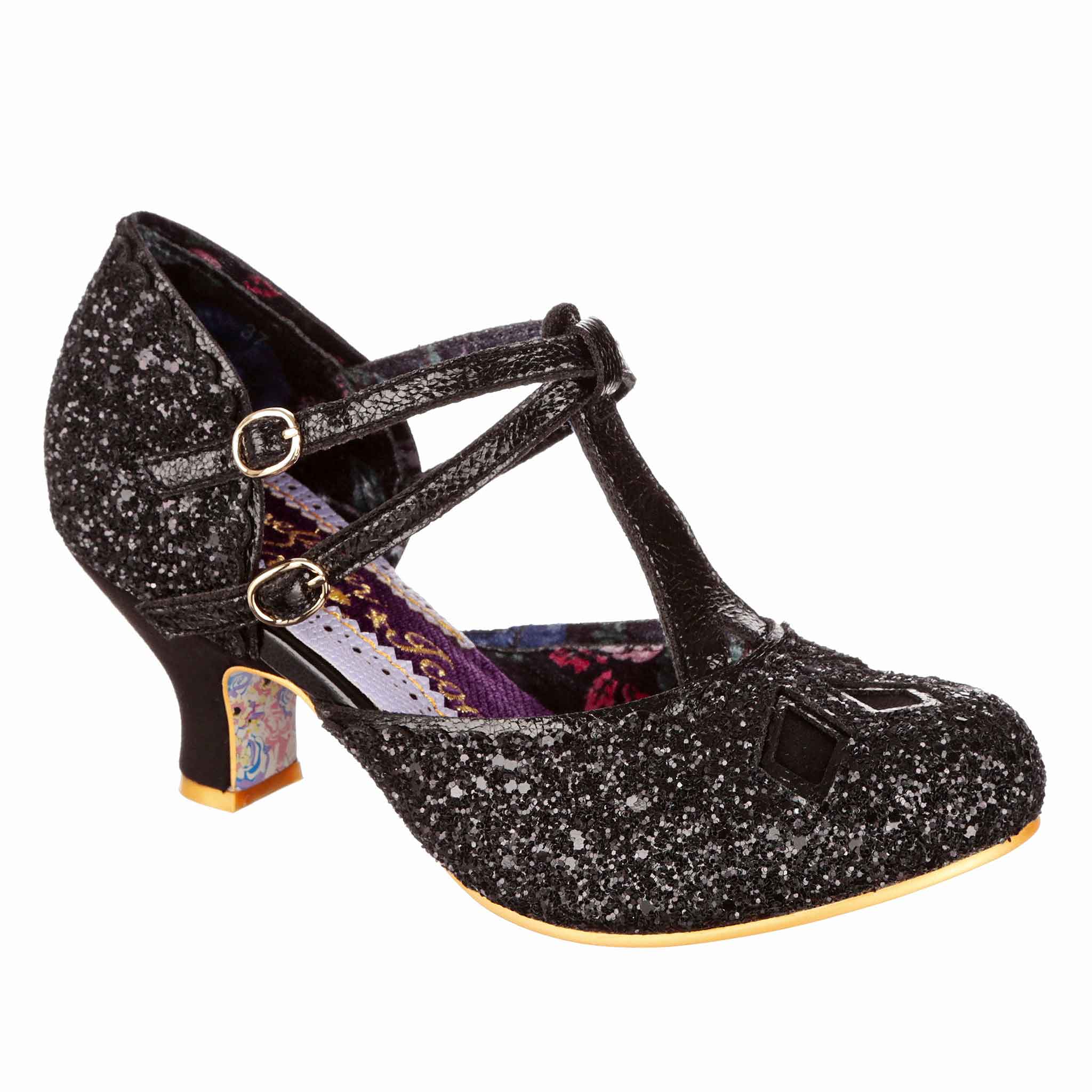 Gothic Black Irregular Choice Irregular Choice Black Glitter Mid