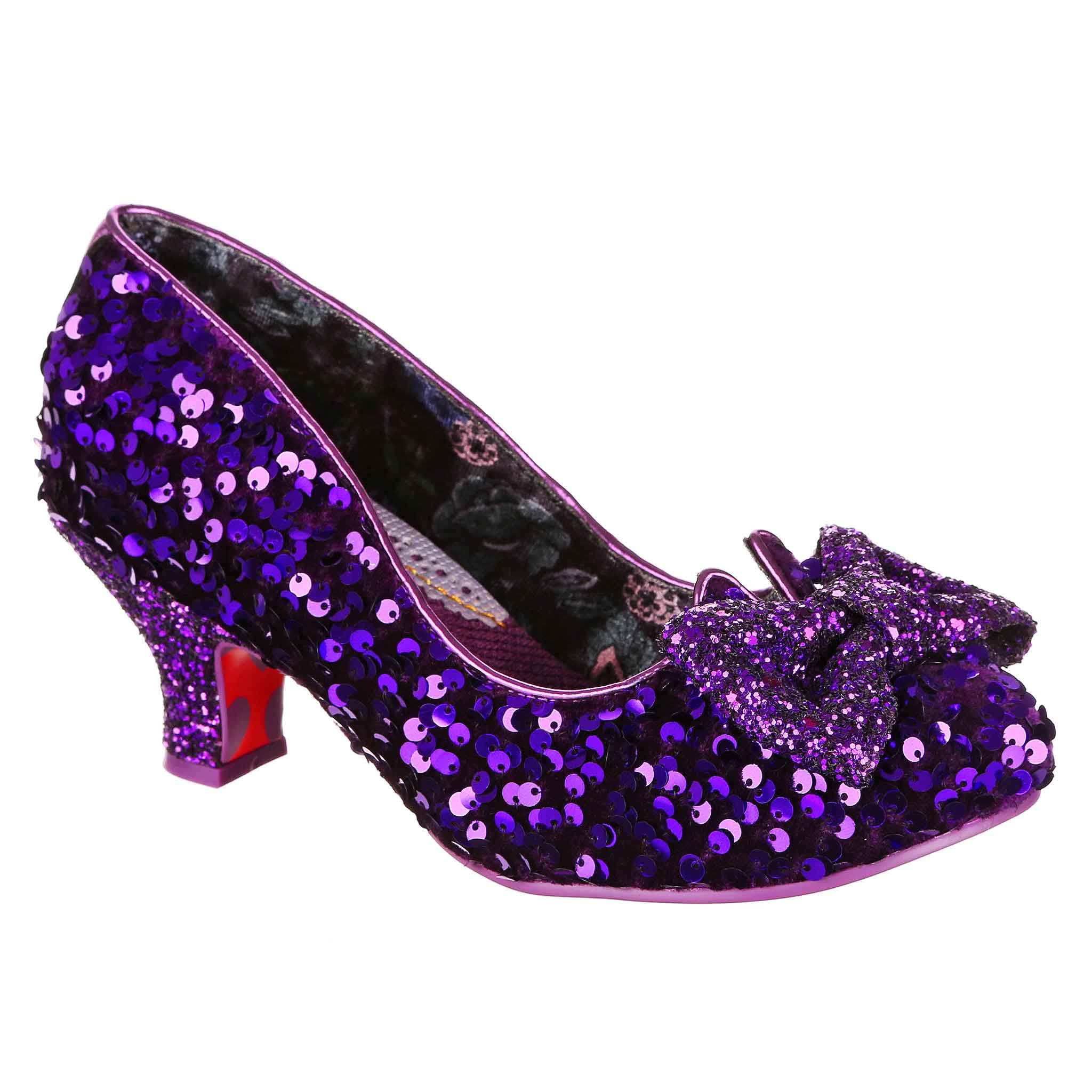 Purple Glitter High Heel Shoes Dazzling Diva Wide Fit