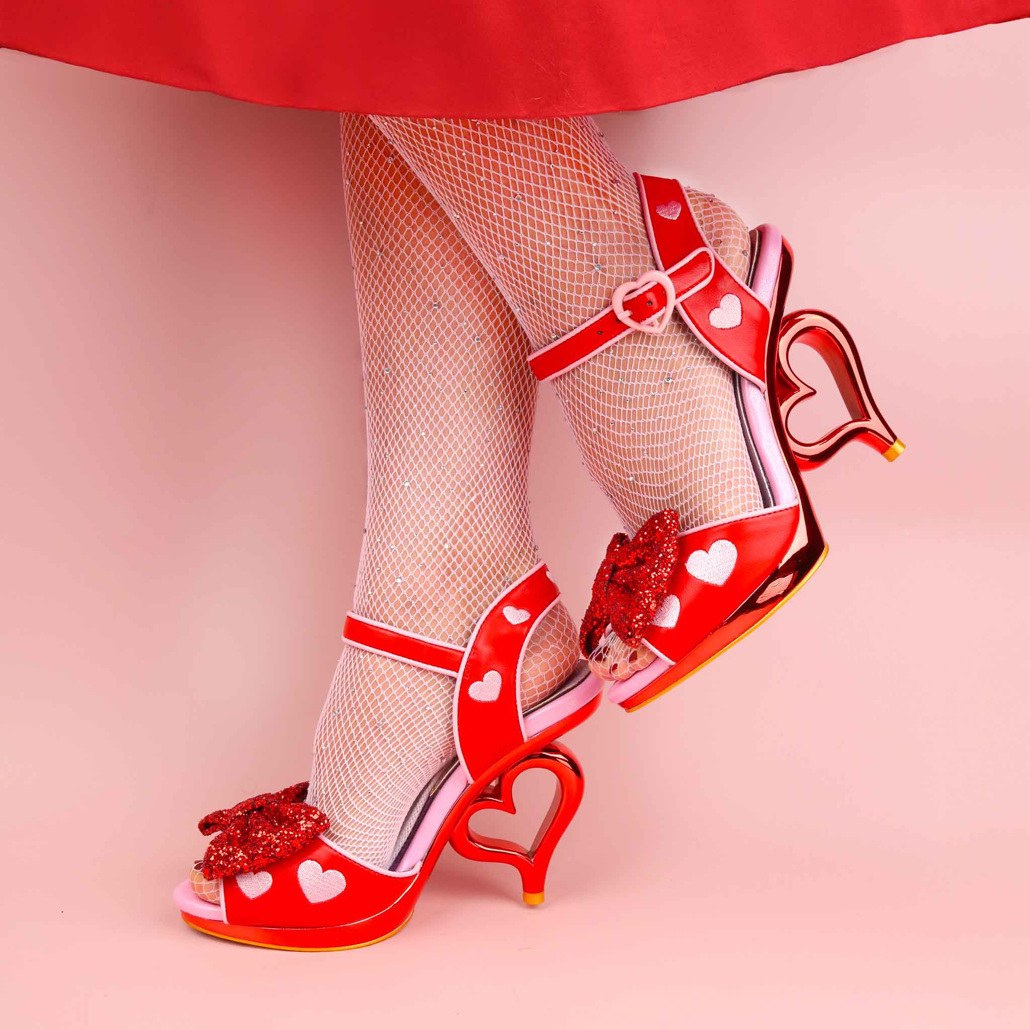 Irregular Choice Red Love Heart Cut Out High Heel Sandals