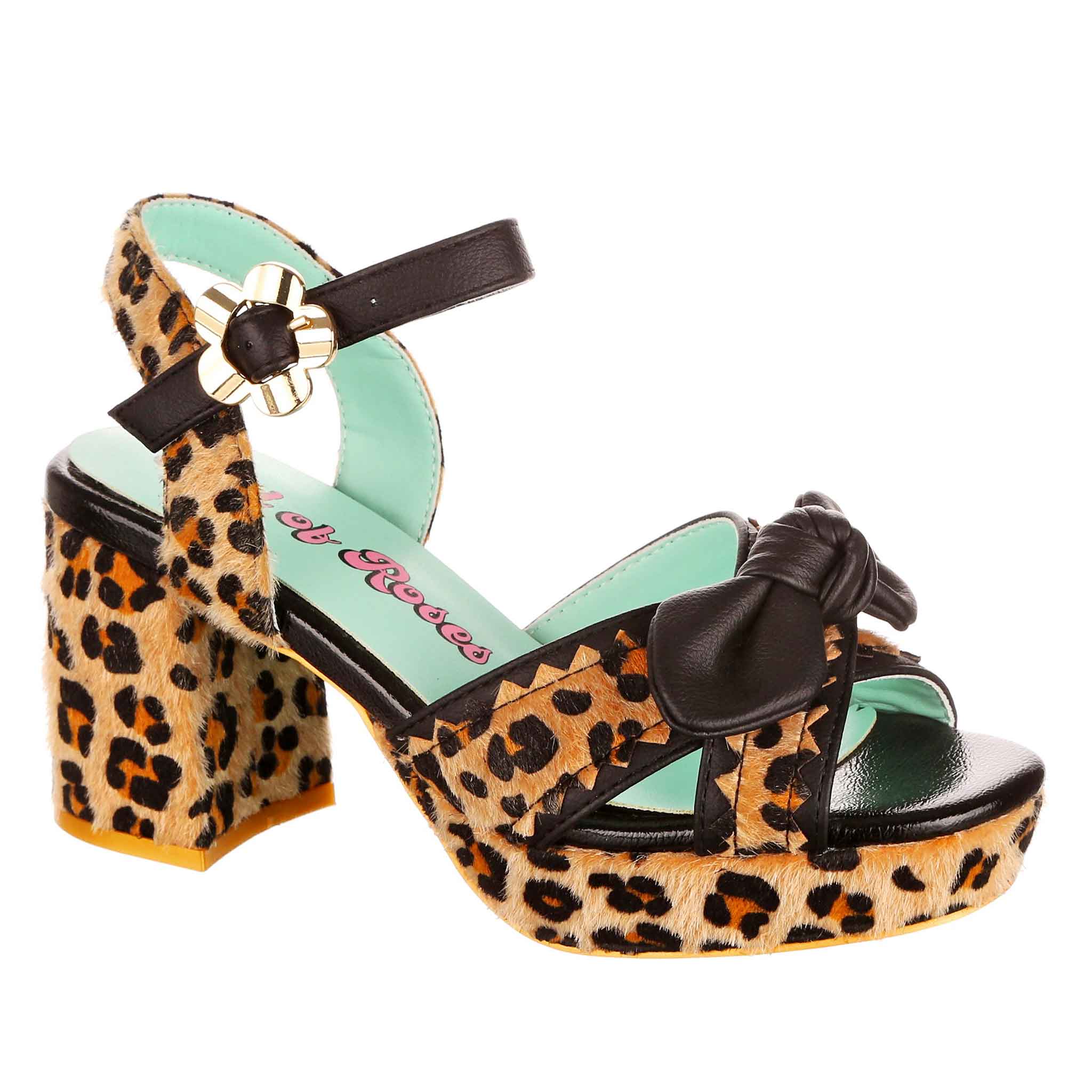 Irregular Choice Platform Leopard Print Cross Strap Block Heel