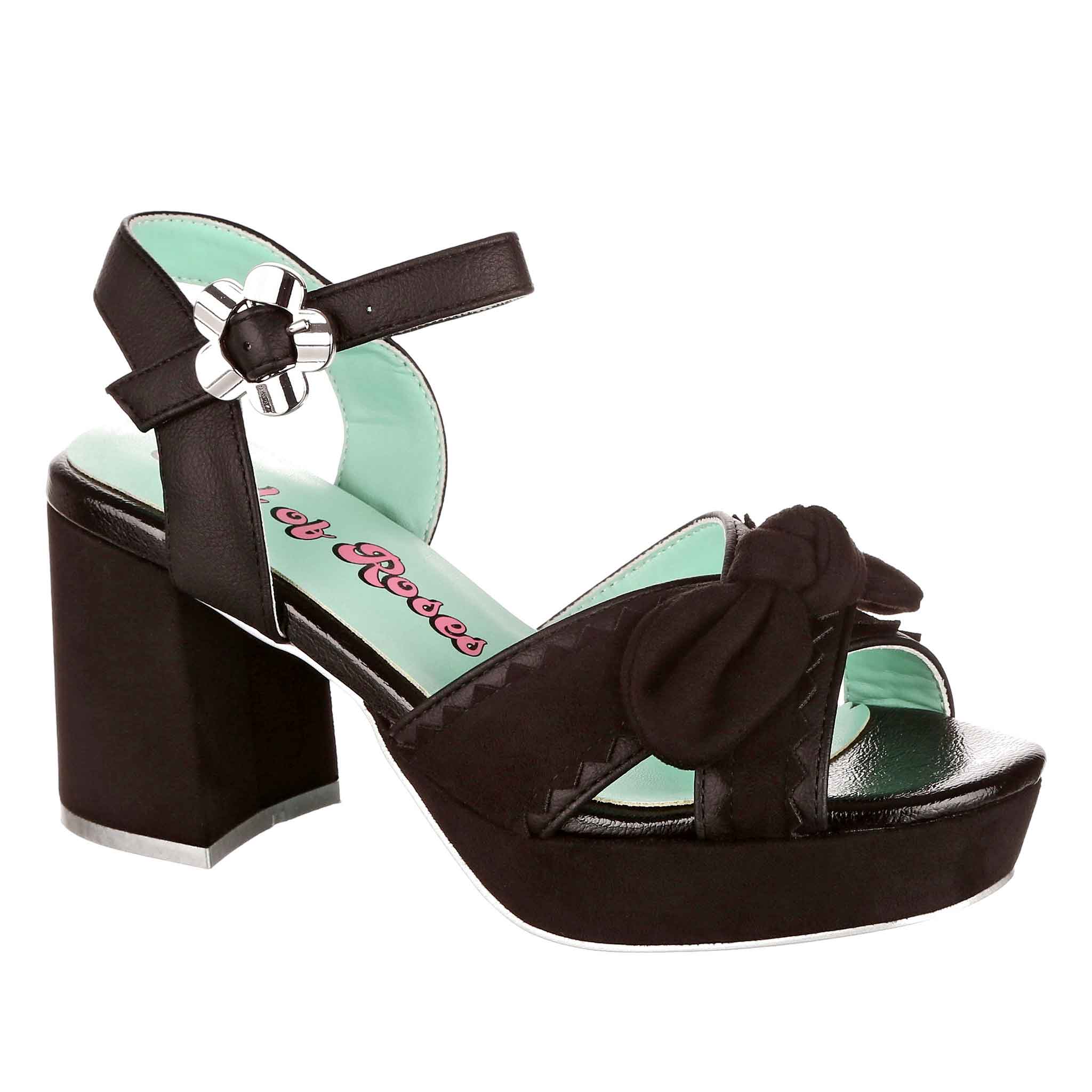Irregular Choice Black Classic 70s Strappy Block Heel Sandals