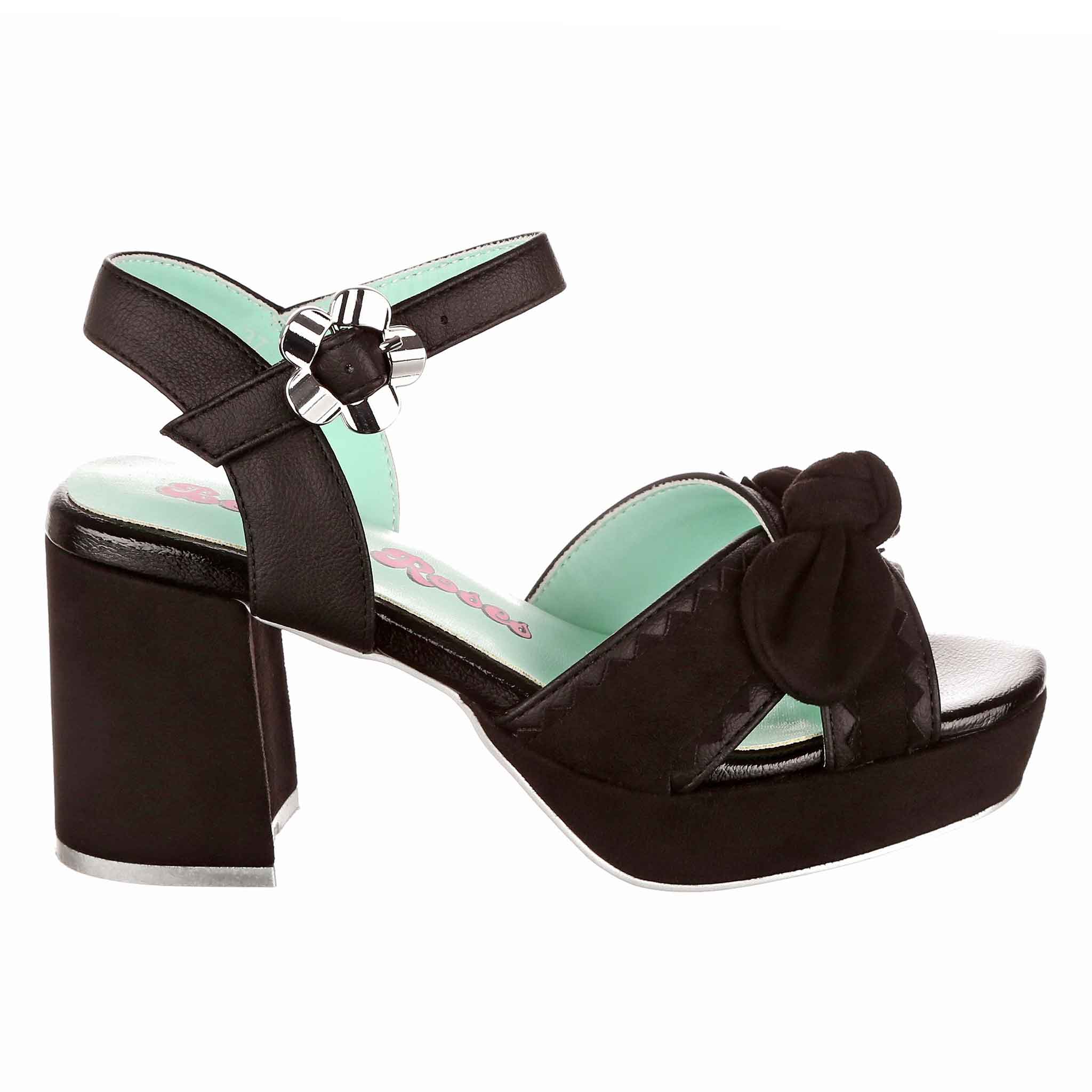 Irregular Choice Black Classic 70s Strappy Block Heel Sandals