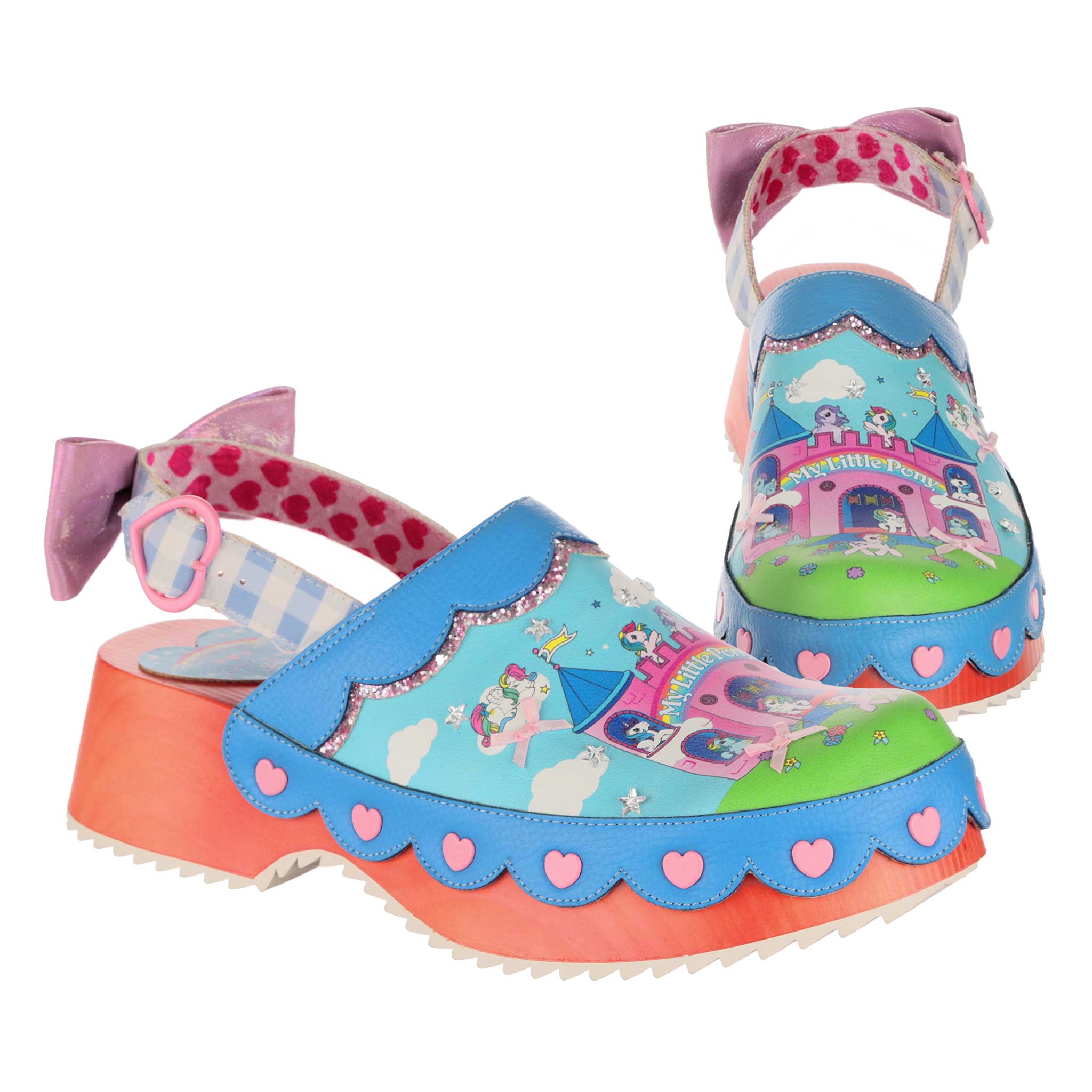Irregular Choice X My Little Pony Chunky Wooden Base Clogs Rainbow