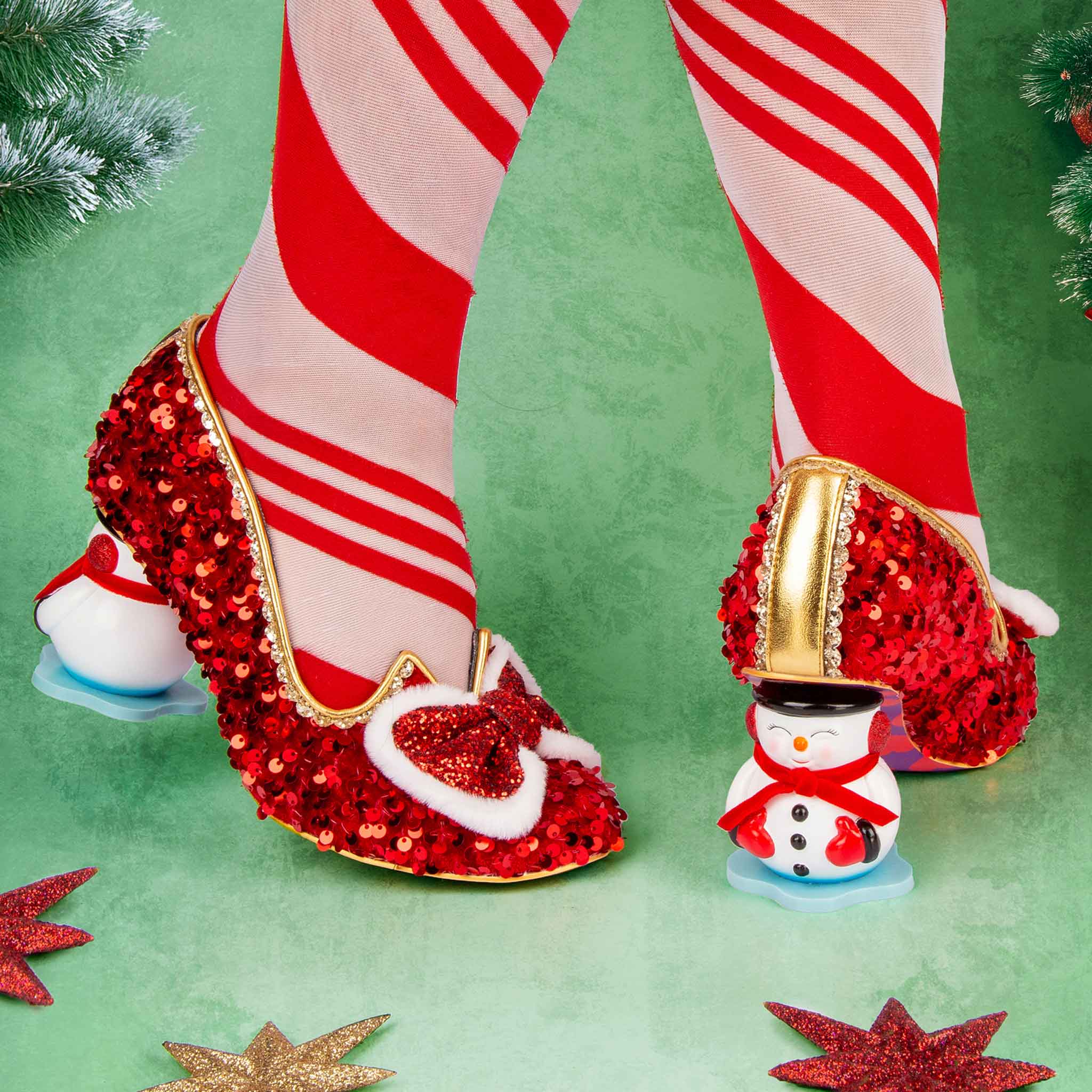 Irregular Choice Red Velvet White Trim Festive Santa Claus Snowman