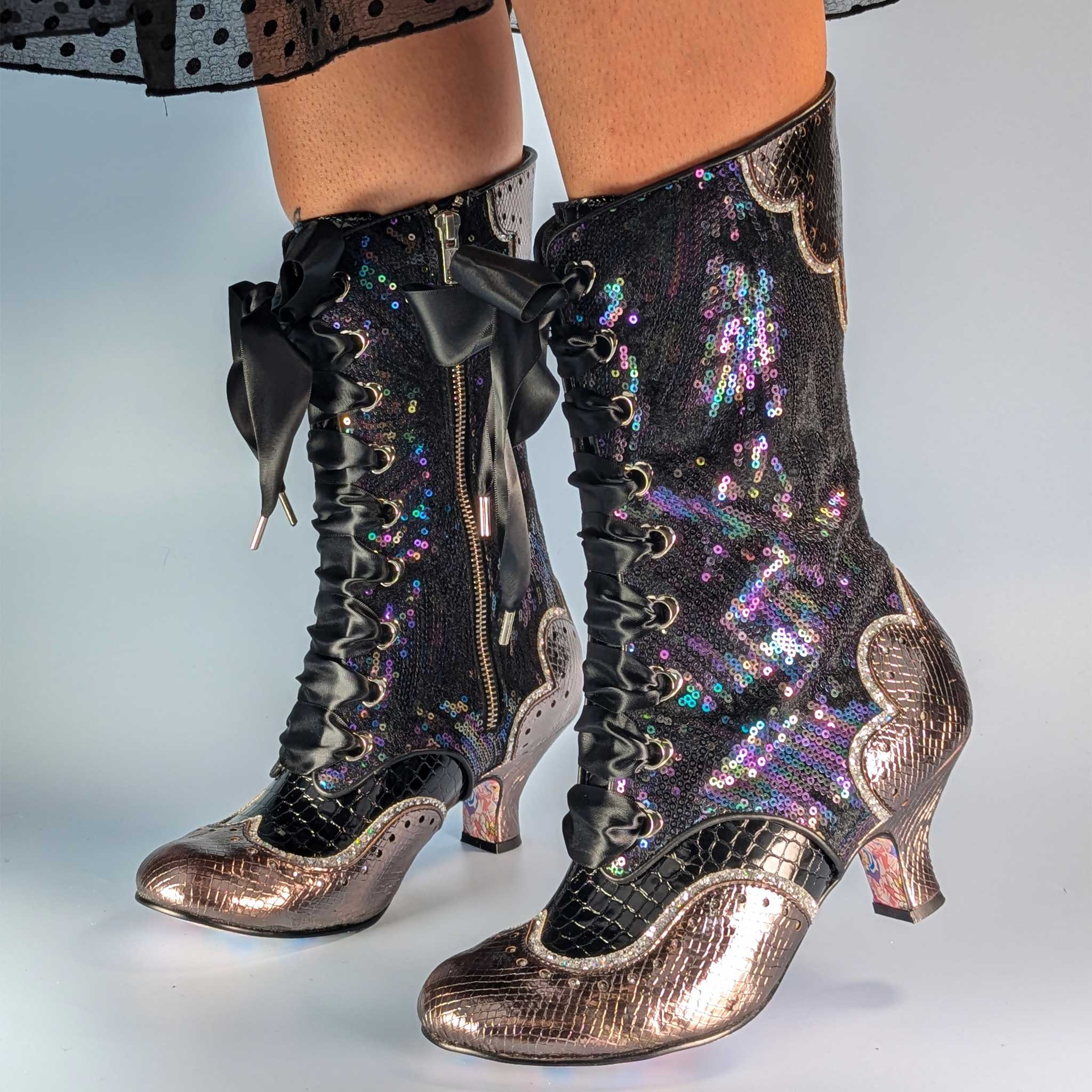 Irregular Choice Victorian Inspired Vintage Calf High Mid Heel