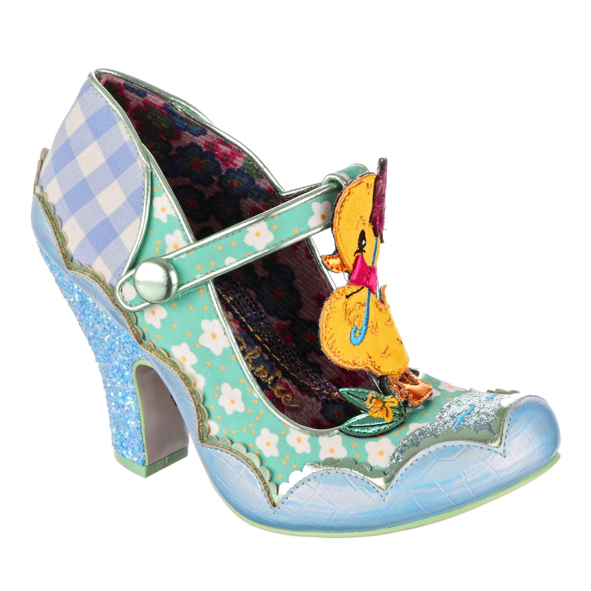 Irregular Choice UK Trapdoor Vintage Unique Shoes High Heels Teal