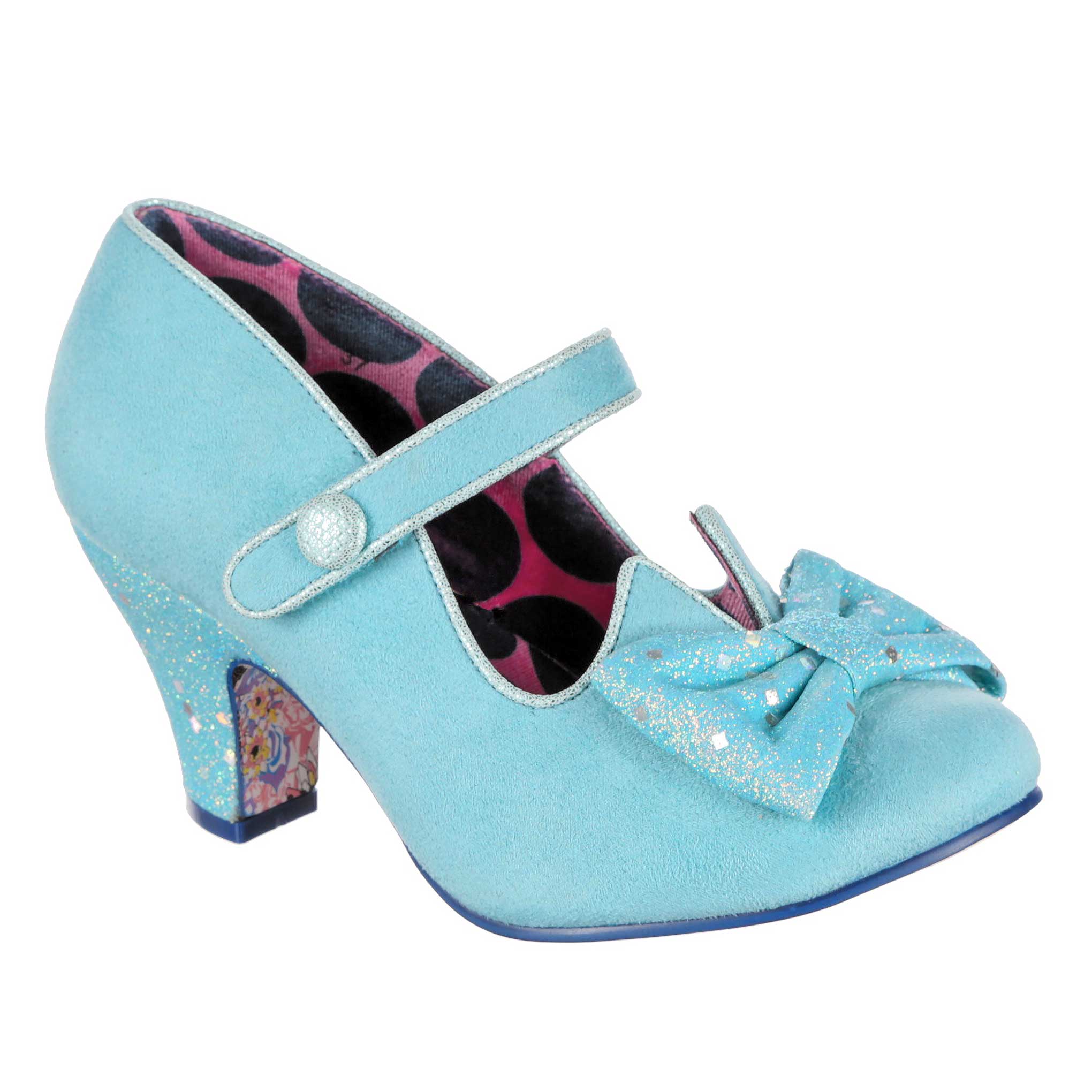 Irregular Choice Banjo Time Women's Mid Heel Shoes With Bow In Blue Size 5.5