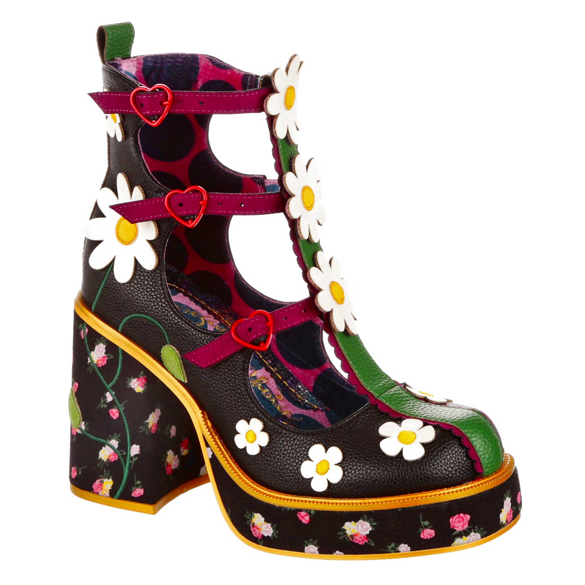 Sunny Hunny Black Platform Daisy Boots Irregular Choice