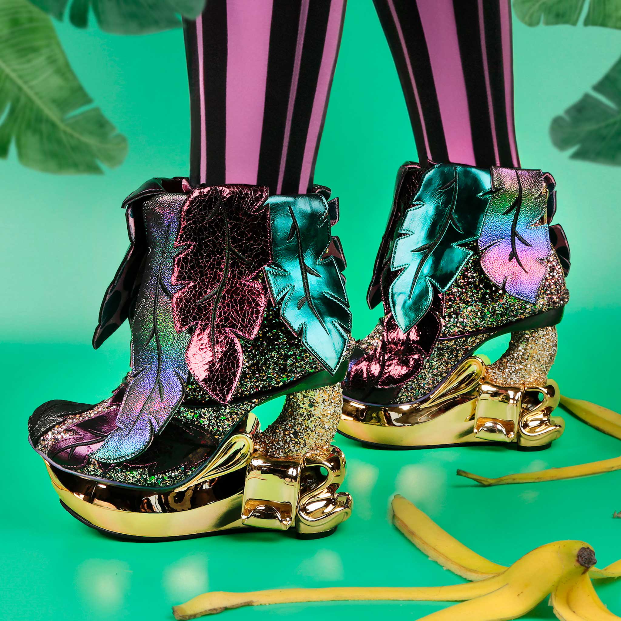 Irregular Choice Nice Boots Be Leaf Me Banana Concept Heel Boots