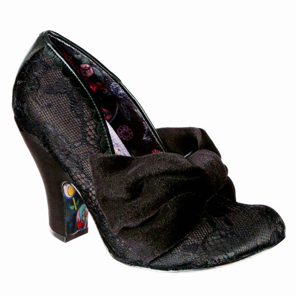 High Heel Black Bow Heel Shoes Irregular Choice Oversized Black