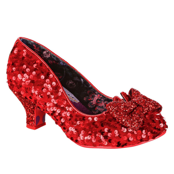 Red Ruby Slipper Sparkly Mid Heel Slip On Wide Fit Shoes