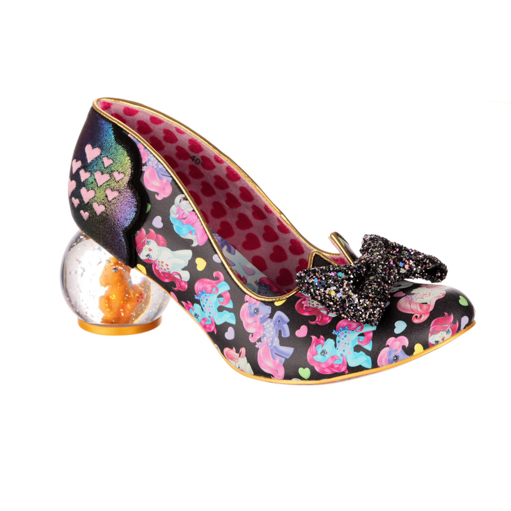 Irregular Choice X My Little Pony Globe Concept Heels Black Blue Low Heel Shoes G1 Applejack Cotton Candy Sparkle Heart